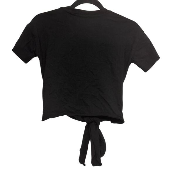 Wilfred Black Tie Front Cropped Tee XXS Aritzia Minimalist Soft Cotton Top - Picture 6 of 6
